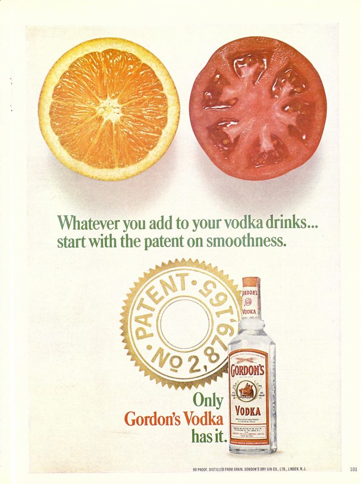 Gordon's Vodka advertisement from a 1960s edition of Playboy magazine